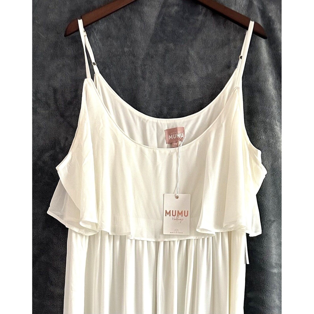 Show Me Your Mumu Weddings Party Maxi Dress Womens 2X Caitlin Ruffle Cream White - Picture 3 of 8